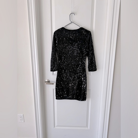 Forever 21 fuzzy, sequin, long sleeve cocktail dress. Very cozy & super sparkly! - Picture 4 of 5